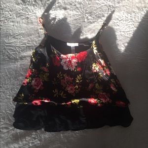 Black colorful floral crop top